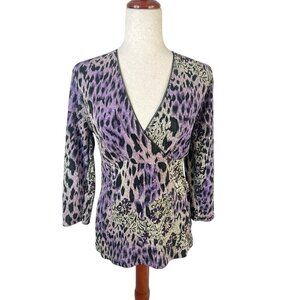 Vtg Baby Doll Top Women's M Fairy Whimsigoth 3/4 Sleeve Animal Print Y2K Goth